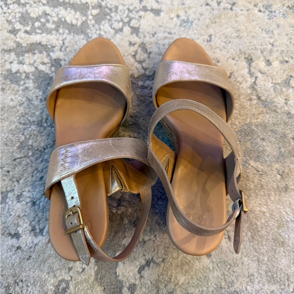 UGG Shimmering Gold Wedge Sandals